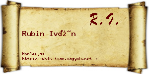 Rubin Iván névjegykártya